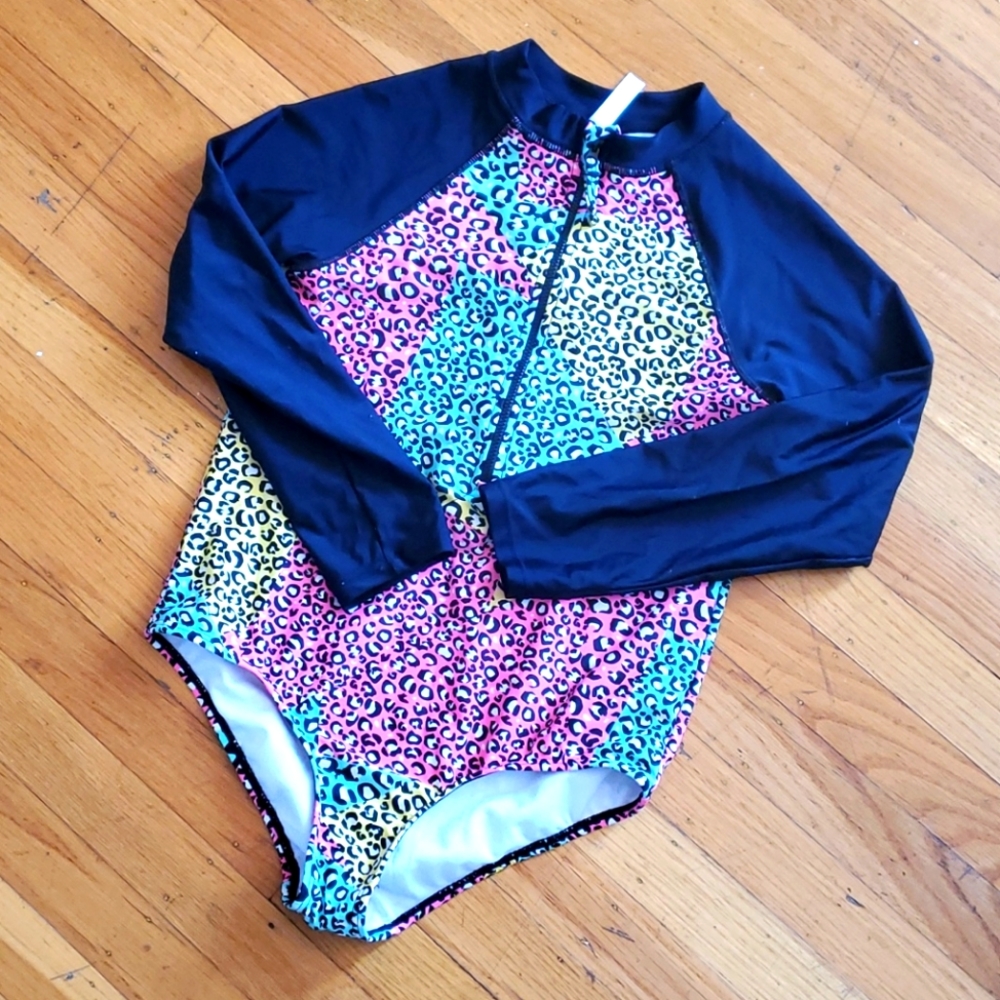 Limited Too Long Sleeve Zip Up Swimsuit